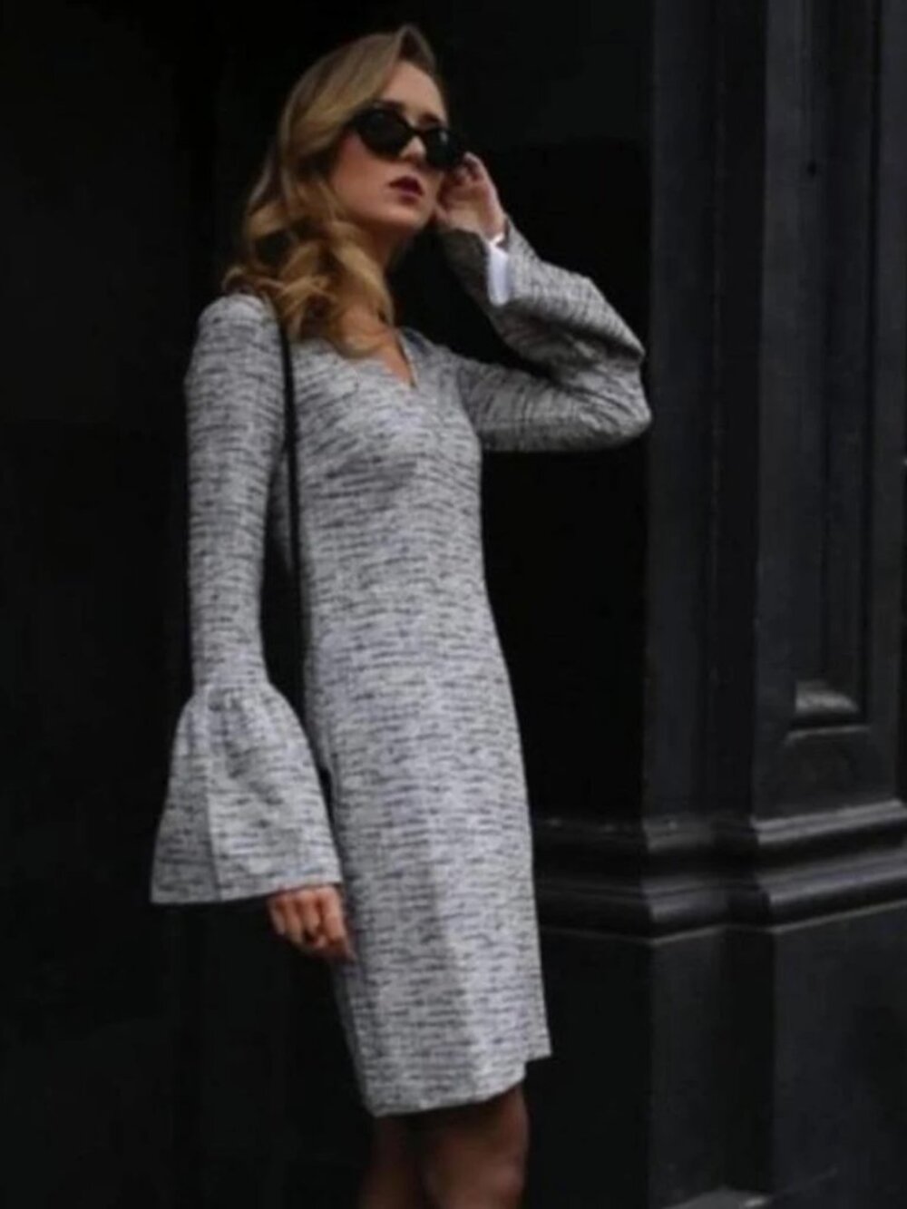 Banana Republic Tweed Long Sleeve Shift Dress